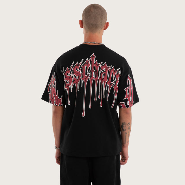 Model wears Glacial Loopback Street Tee Jet Black T-Shirts Black – image 1