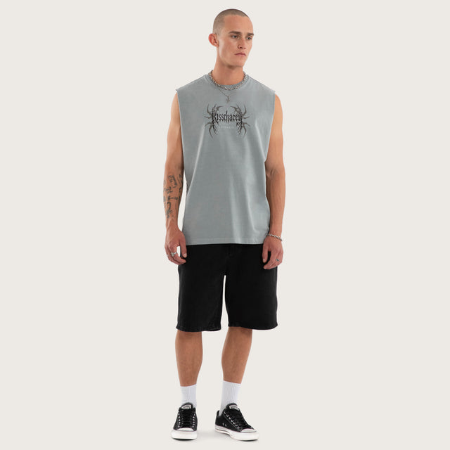 Model wears Hypnotic Relaxed Fit Muscle Ultimate Grey Muscle Tees Grey – image 5