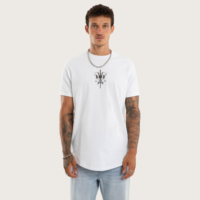 Model wears Vortex Dual Curved Tee Optical White T-Shirts White – image 2