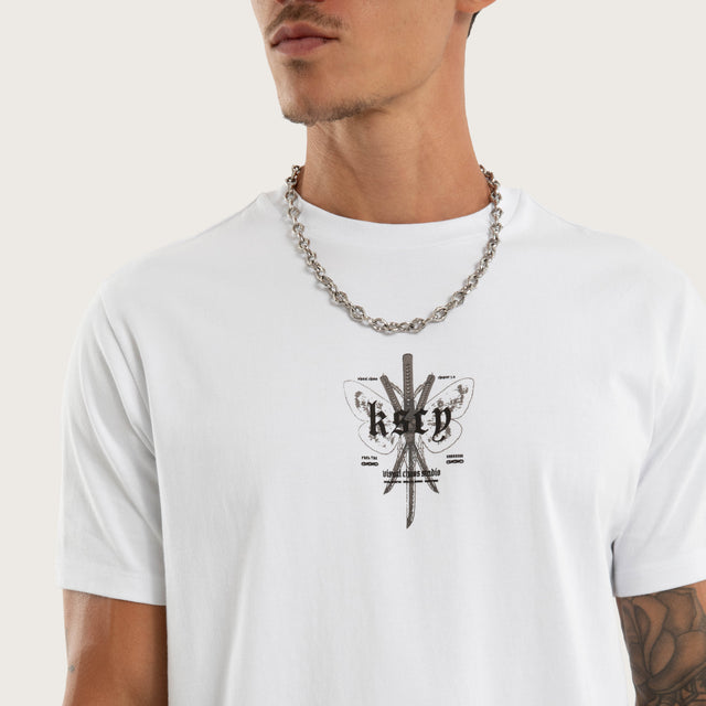 Model wears Vortex Dual Curved Tee Optical White T-Shirts White – image 3