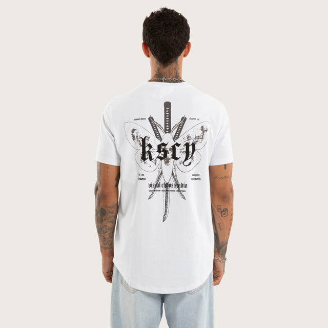 Model wears Vortex Dual Curved Tee Optical White T-Shirts White – image 1