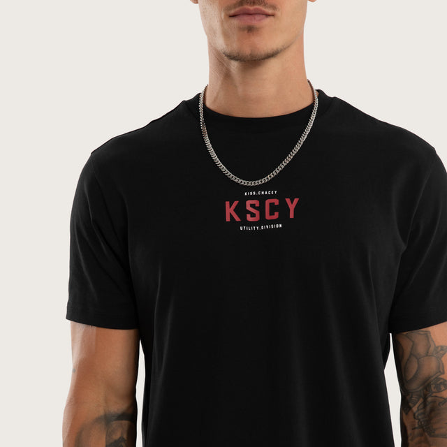 Model wears Void Dual Curved Tee Jet Black T-Shirts Black – image 2