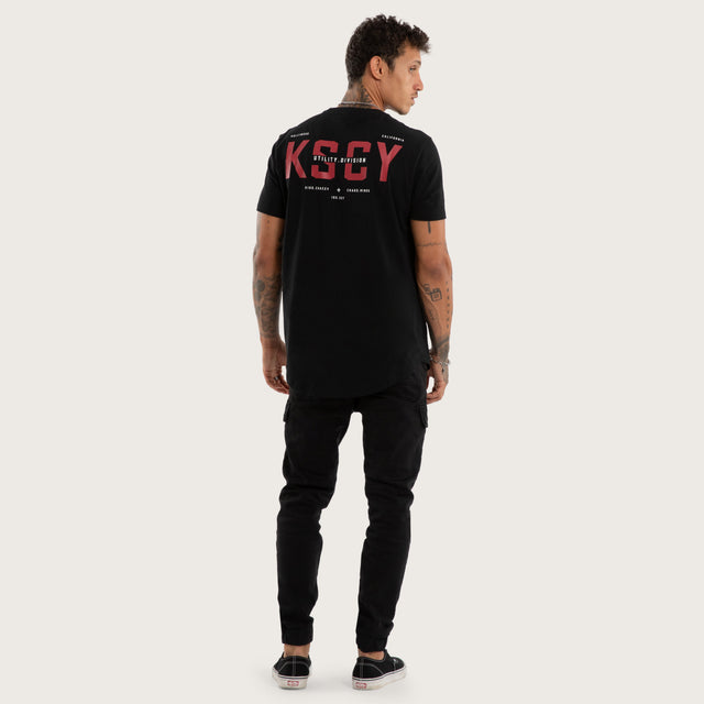 Model wears Void Dual Curved Tee Jet Black T-Shirts Black – image 4