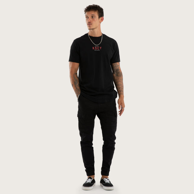 Model wears Void Dual Curved Tee Jet Black T-Shirts Black – image 5