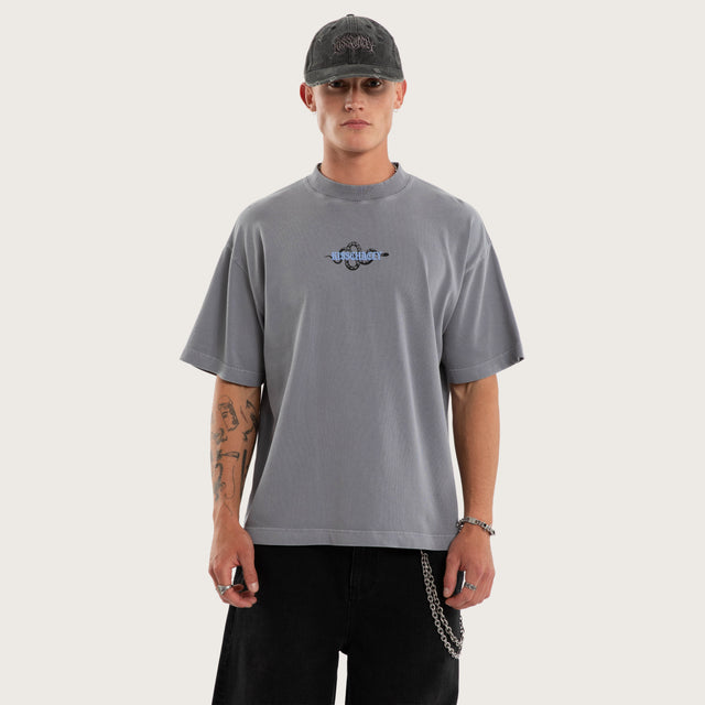Model wears Fuel Street Tee Pigment Sky Rocket T-Shirts White – image 1