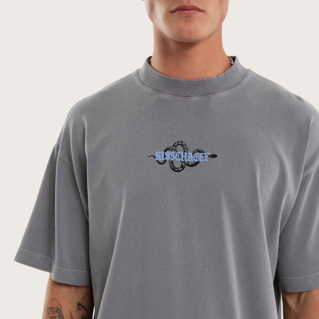 Model wears Fuel Street Tee Pigment Sky Rocket T-Shirts White – image 3