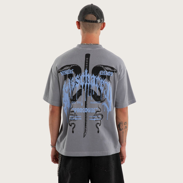 Model wears Fuel Street Tee Pigment Sky Rocket T-Shirts White – image 2