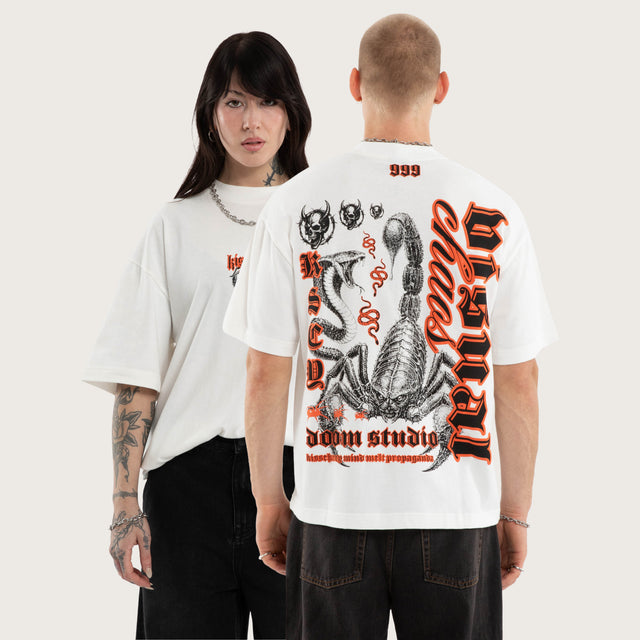 Model wears Propaganda Street Tee Natural White T-Shirts White – image 1