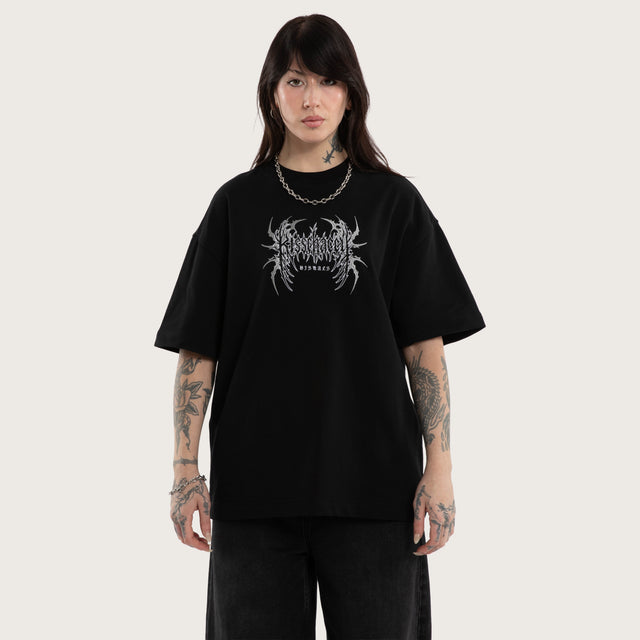Model wears Threshold Loopback Street Tee Jet Black T-Shirts Black – image 6