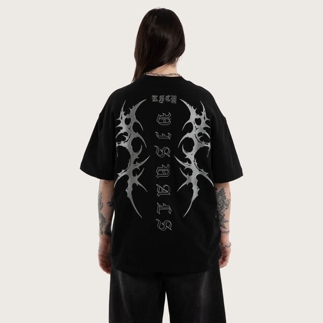 Model wears Threshold Loopback Street Tee Jet Black T-Shirts Black – image 5