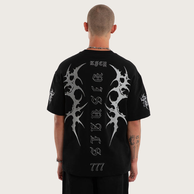 Model wears Threshold Loopback Street Tee Jet Black T-Shirts Black – image 8