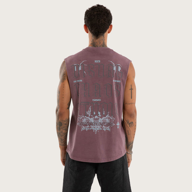 Model wears Mirage Curve Hem Muscle Tee Grey Muscle Tees in Grey - Image 2