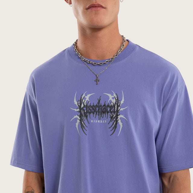 Model wears Conviction Box Fit Tee Purple T-Shirts in Purple - Image 2