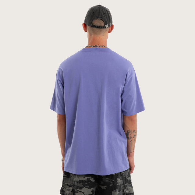 Model wears Conviction Box Fit Tee Purple T-Shirts in Purple - Image 3