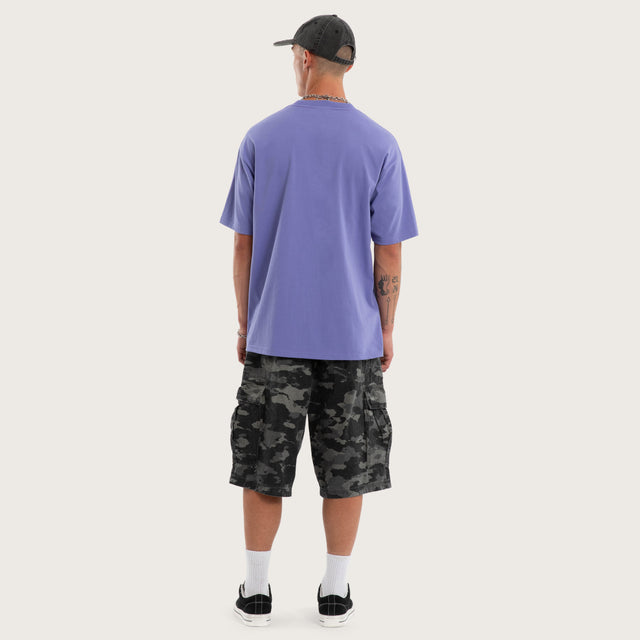 Model wears Conviction Box Fit Tee Purple T-Shirts in Purple - Image 4