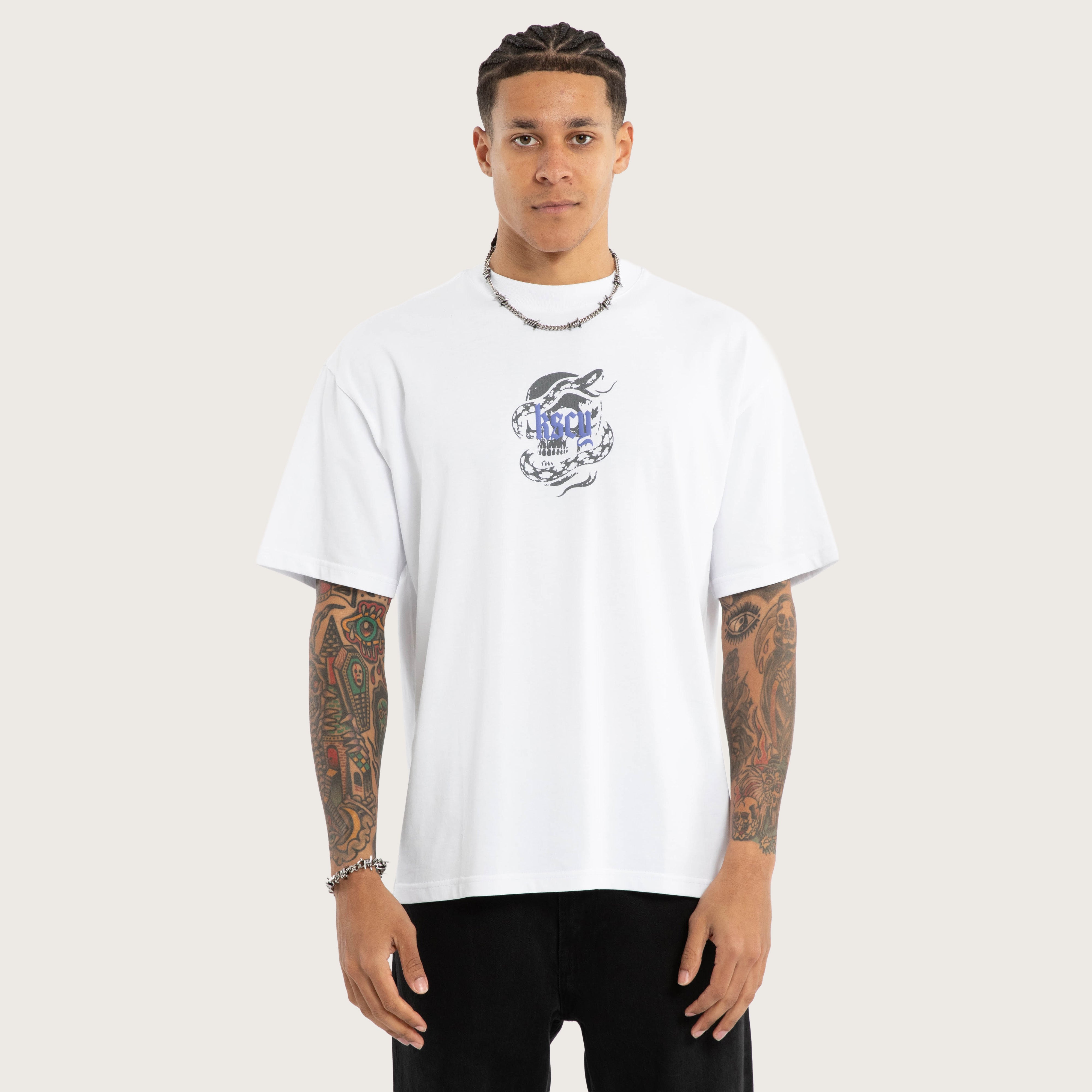 90s Whitesnake Anaconda Motif ロンT グランジ Anaconda Box Fit Tee White | KSCY