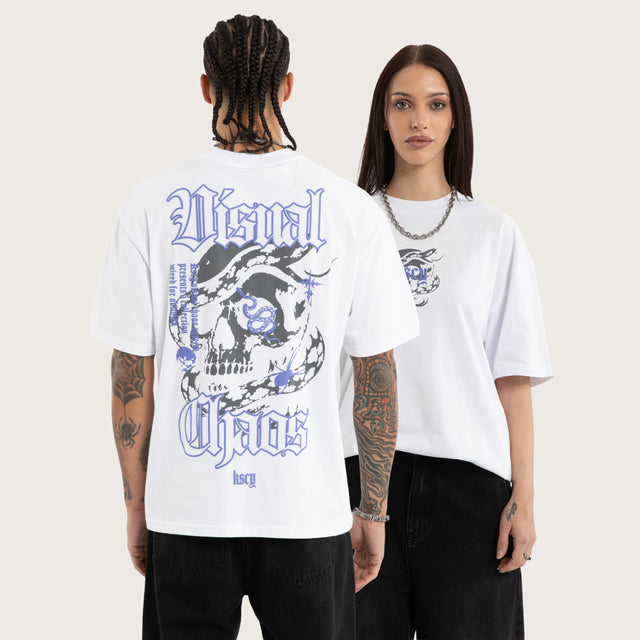 Model wears Anaconda Box Fit Tee White T-Shirts in White - Image 1