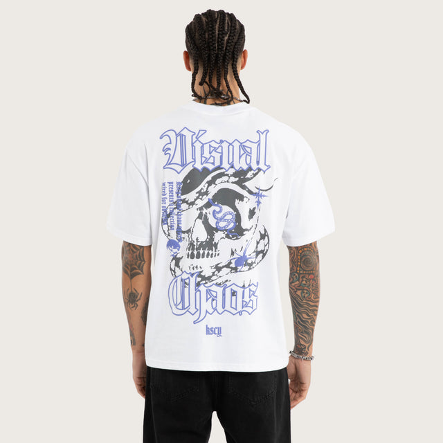 Model wears Anaconda Box Fit Tee White T-Shirts in White - Image 3