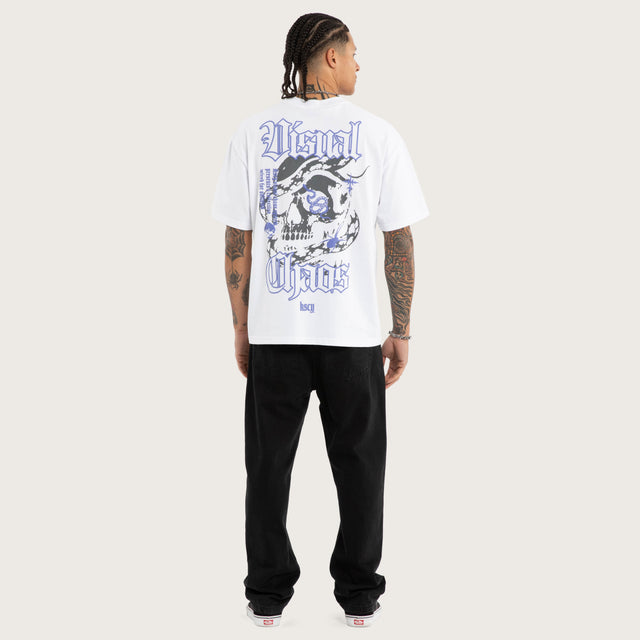 Model wears Anaconda Box Fit Tee White T-Shirts in White - Image 7
