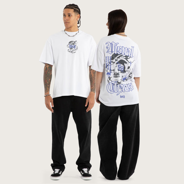 Model wears Anaconda Box Fit Tee White T-Shirts in White - Image 5