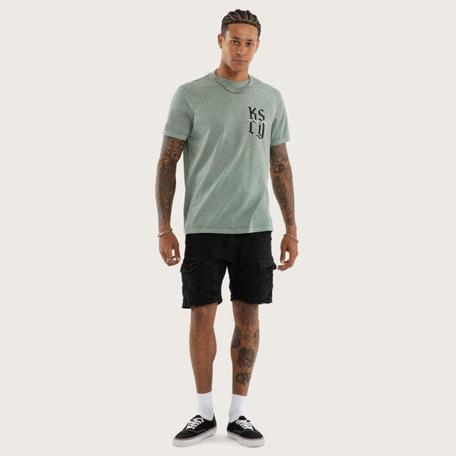 Model wears Beckons Standard Tee Grey T-Shirts in Grey - Image 6