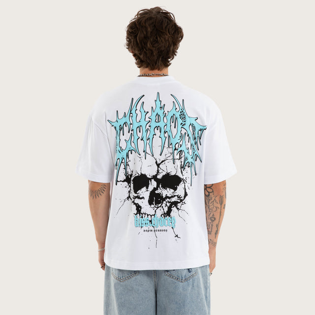 Model wears Purge Street Tee Optical White T-Shirts in White - Image 1