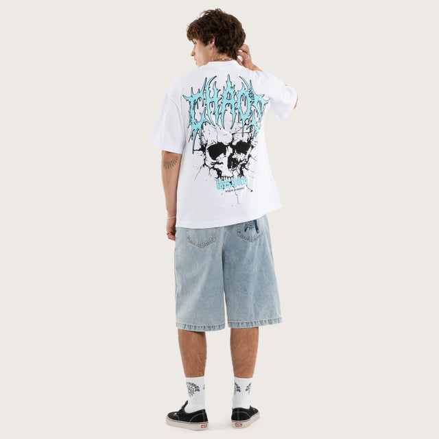 Model wears Purge Street Tee Optical White T-Shirts in White - Image 6