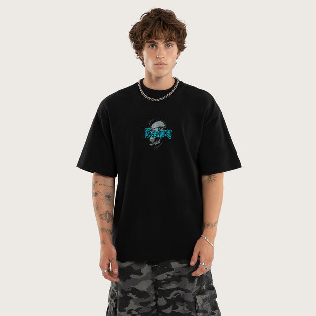 Model wears Venting Street Tee Black T-Shirts in Black - Image 2