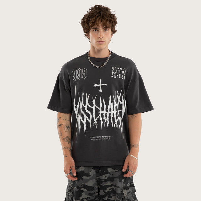 Model wears Soul Cotton Loopback Tee Black T-Shirts in Black - Image 1