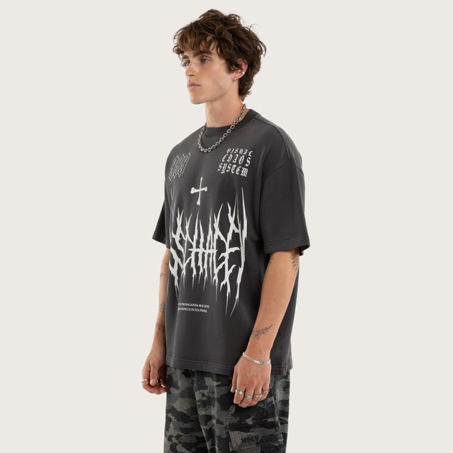 Model wears Soul Cotton Loopback Tee Black T-Shirts in Black - Image 2