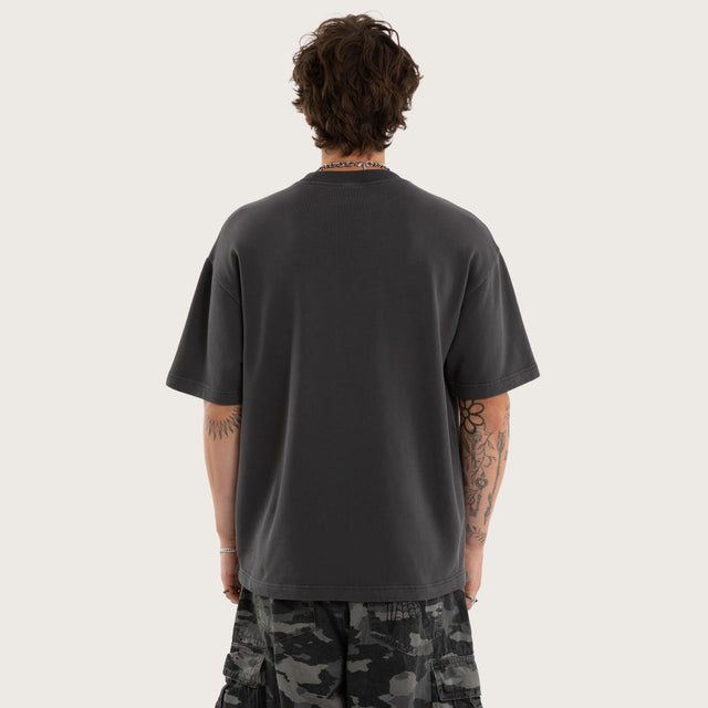 Model wears Soul Cotton Loopback Tee Black T-Shirts in Black - Image 3