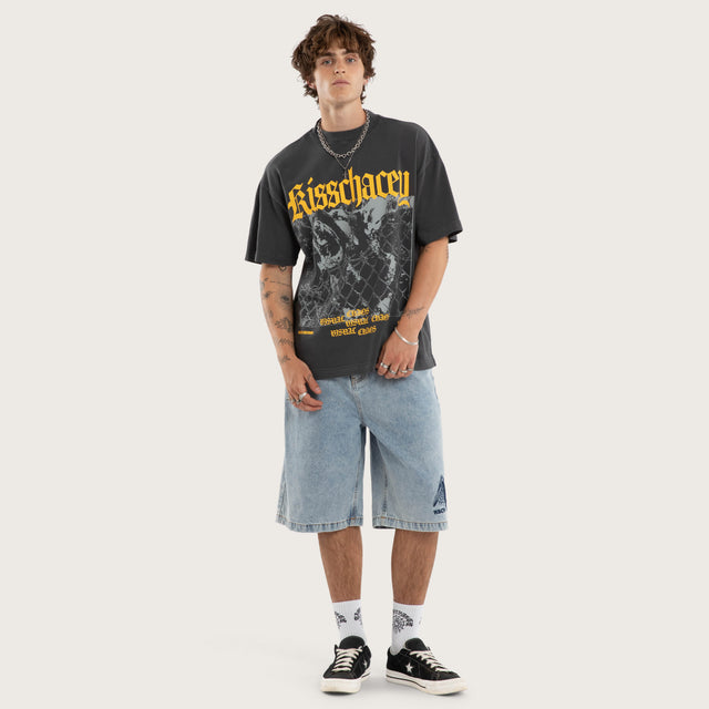 Model wears Crushing Street Tee Grey T-Shirts in Grey - Image 5