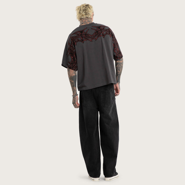Model wears Bloodwing Batwing Tee Grey T-Shirts in Grey - Image 5
