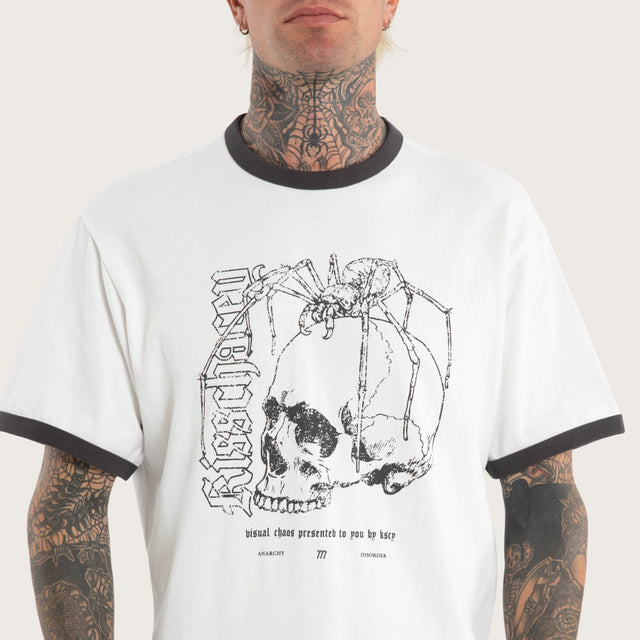 Model wears Disorder Rocker Tee Natural White T-Shirts in White - Image 2