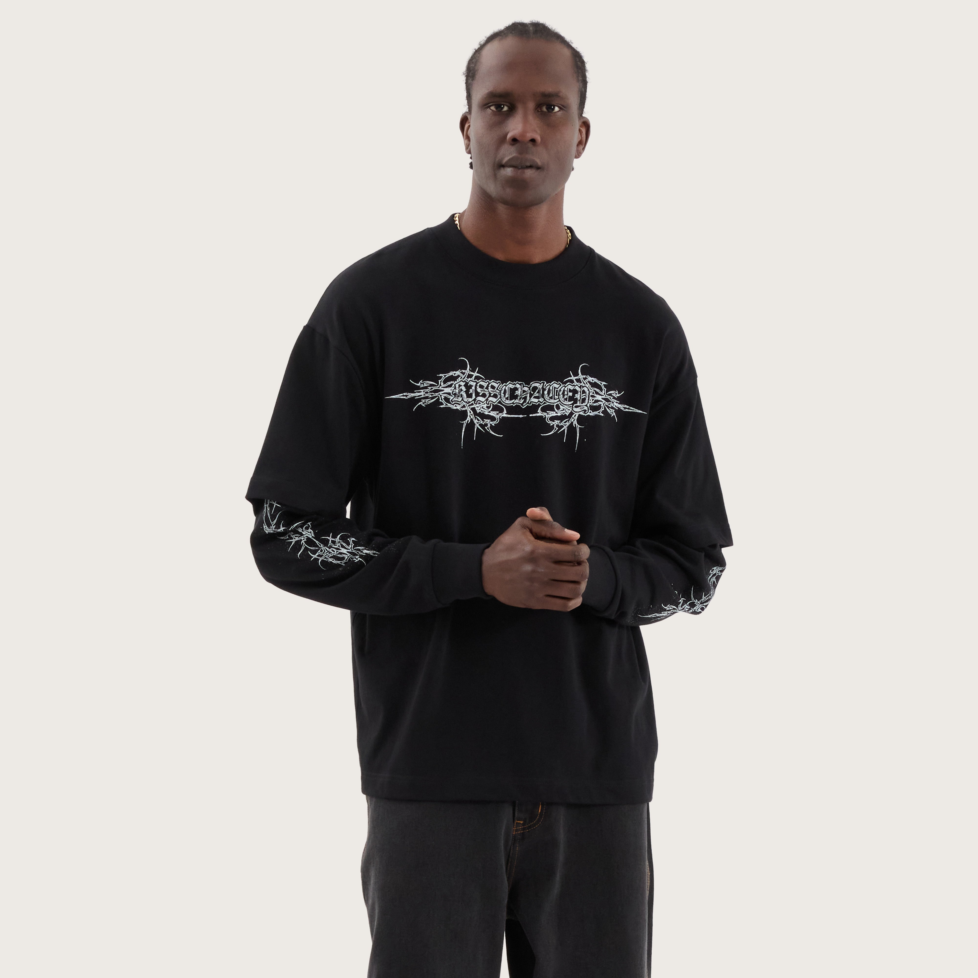 Roots Layered Longsleeve Street Tee in Jet Black | KSCY