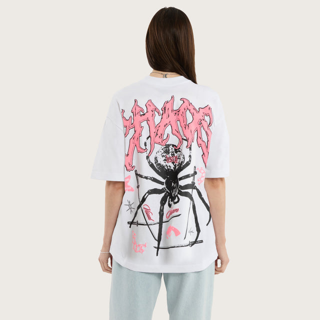 Model wears Katana Street Tee Optical White T-Shirts in White - Image 4