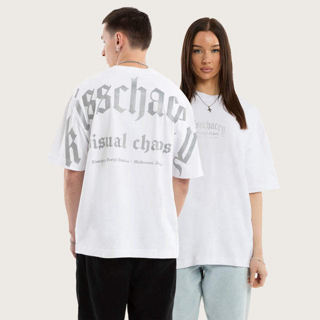 Model wears Kingdom Street Tee Optical White T-Shirts in White - Image 1