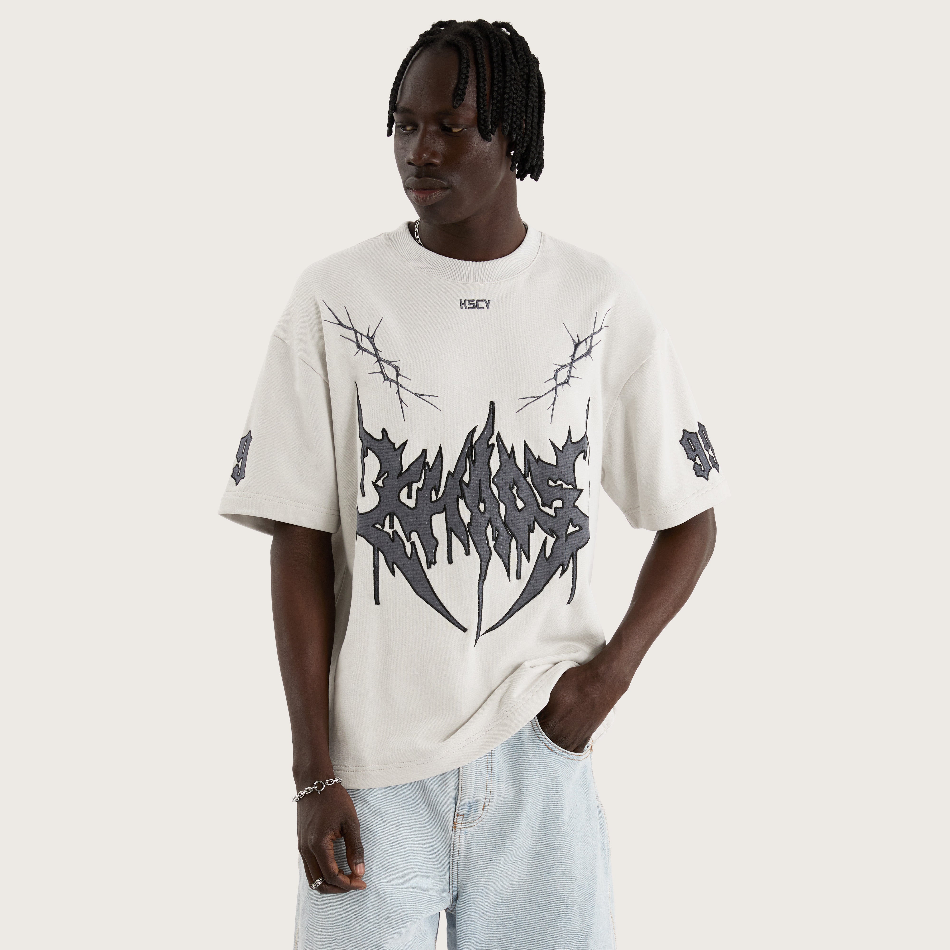 Shake Loopback Street Tee in White Grey | KSCY