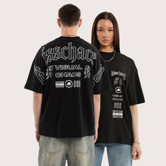 Model wears Gates Street Tee Jet Black T-Shirts in Black - Image 1