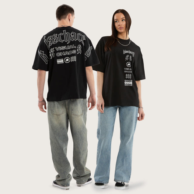 Model wears Gates Street Tee Jet Black T-Shirts in Black - Image 7
