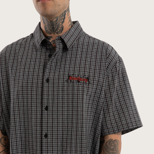 Devotion Button Up Shirt Black Check