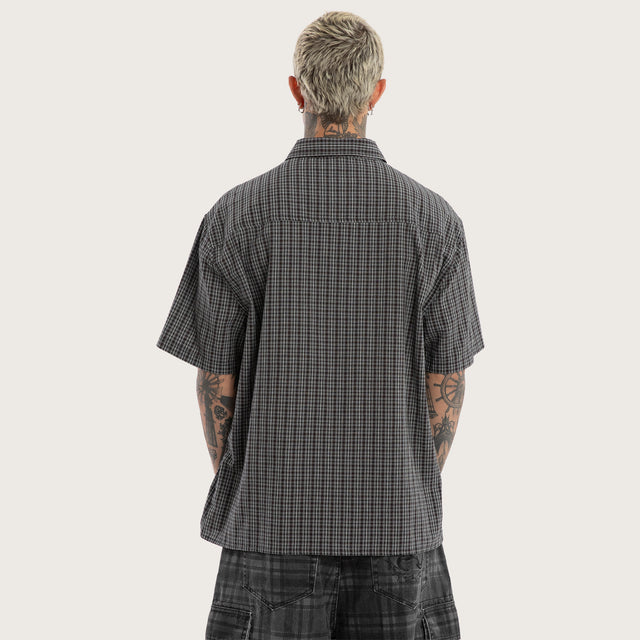 Devotion Button Up Shirt Black Check