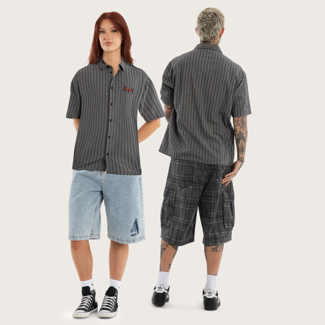 Devotion Button Up Shirt Black Check