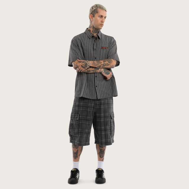 Devotion Button Up Shirt Black Check