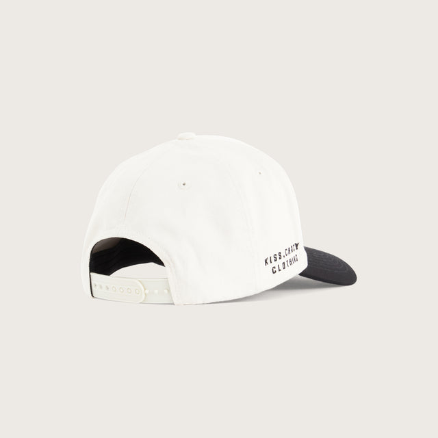 Bronx 5 Panel Curved Peak Cap White/Black