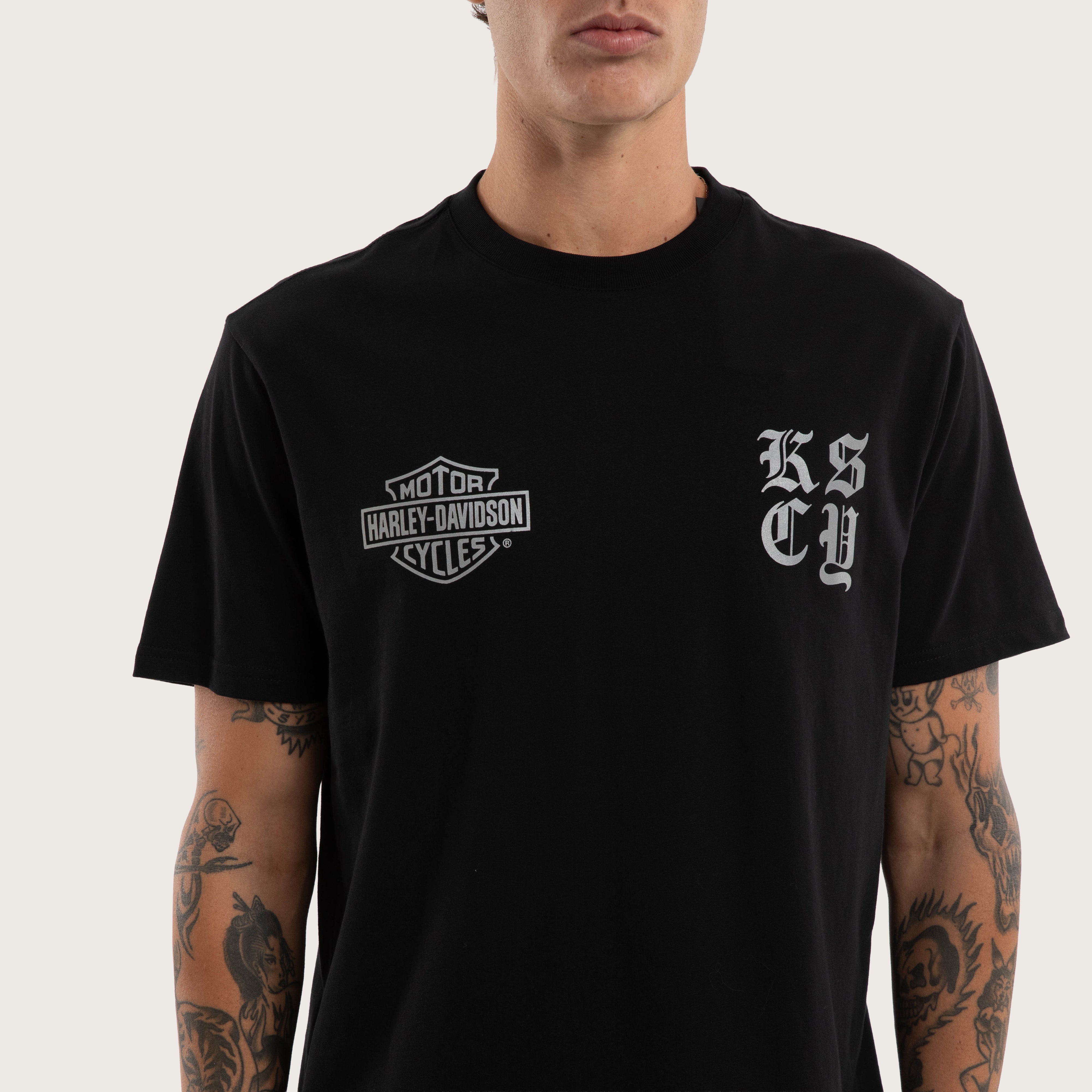 Harley-Davidson Rustline Dual Curved Tee Jet Black | KSCY