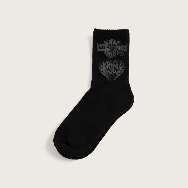 Model wears Outlaw 2PK Crew Socks Jet Black Socks in Black - Image 4