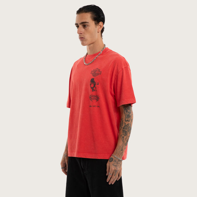 Chopper Street Tee Snow Scarlet