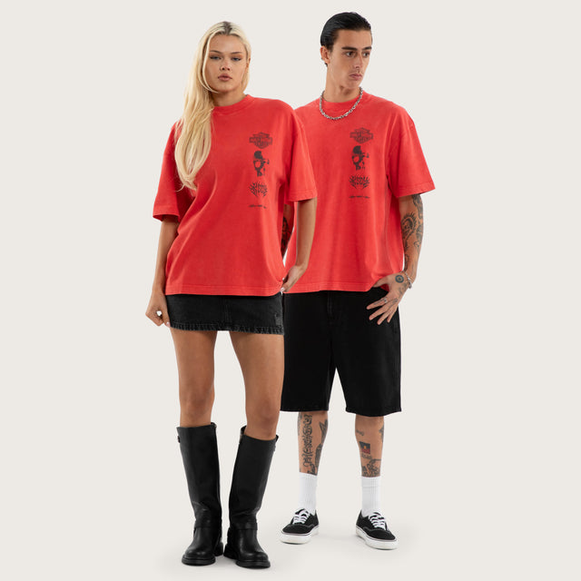 Chopper Street Tee Snow Scarlet