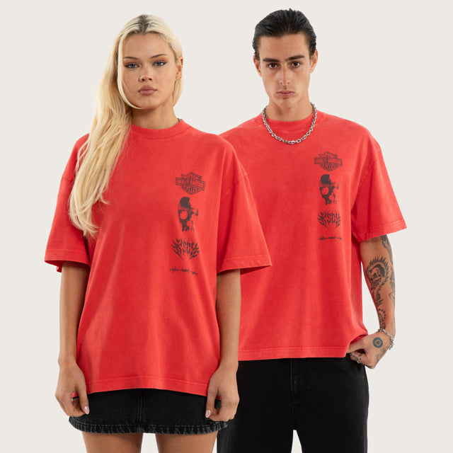 Chopper Street Tee Snow Scarlet